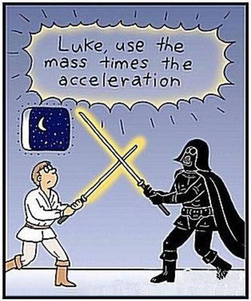 Luke uses physics against Darth Vader