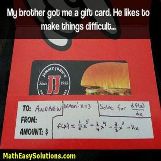 Solve for x on this gift card