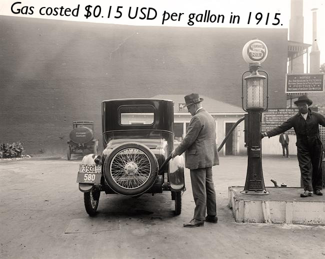 Cost to Fill Up Gasoline in 1915