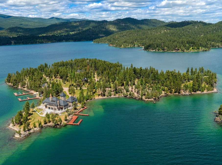 Amazing Mansion Island Estate in Flathead Lake, Montana, USA